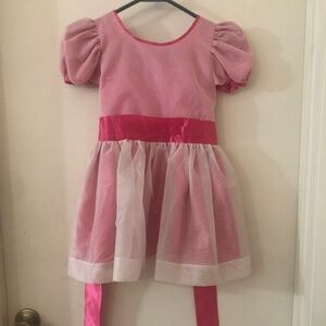 Pink & White Themed Little Girls Size 4 Dress.